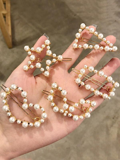 Hollow Faux Pearl Hair Clip Beaded Hair Clip
