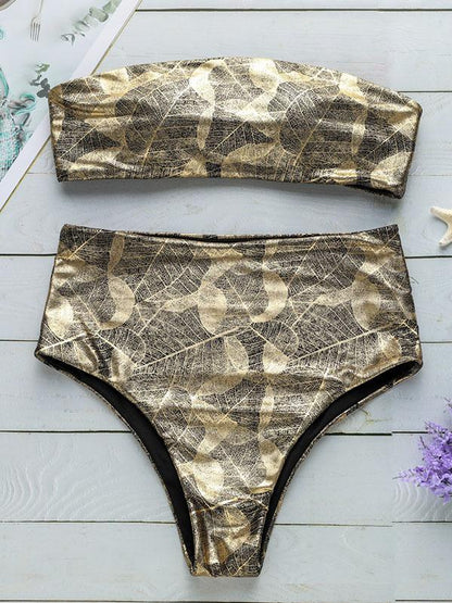 Sparkle Bandeau High Waisted Bikinis Swimwear