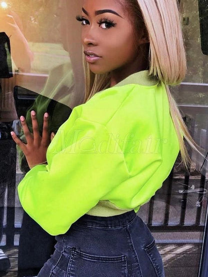 Fluorescent Bare Midriff Sports Jacket