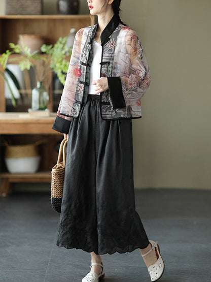 Original Thin See-Through Embroidered Long Sleeve Outerwear