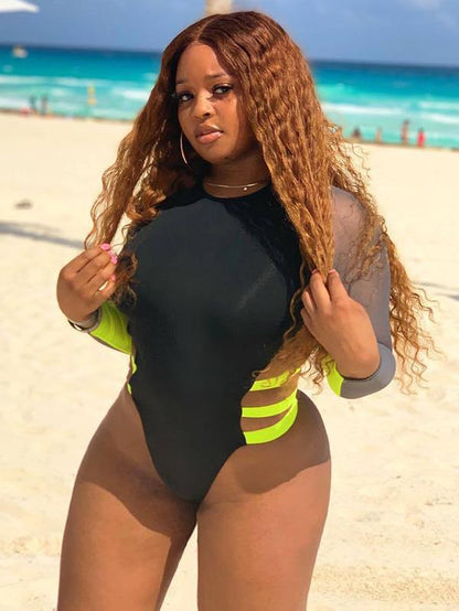 Contrast Backwards One Piece Swimsuit