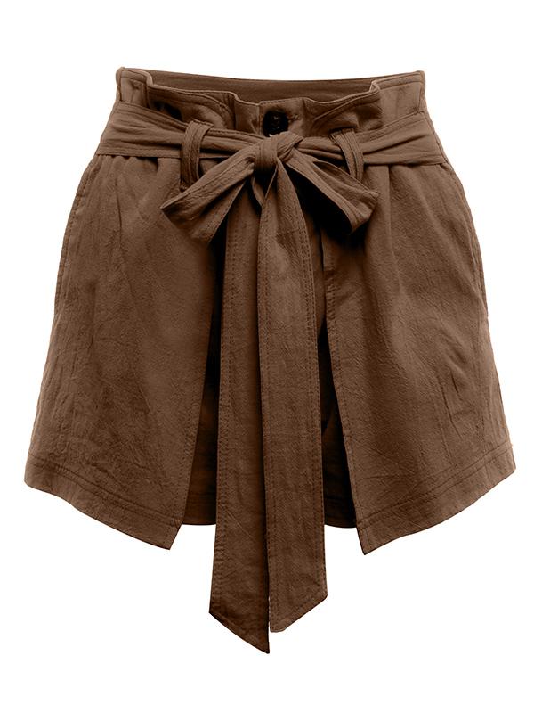 Large Size Belted Summer Slim Fit Shorts