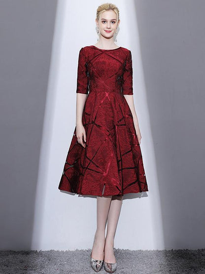 Elegant Waisted Midi Evening Dress
