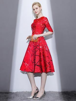 Elegant Waisted Midi Evening Dress