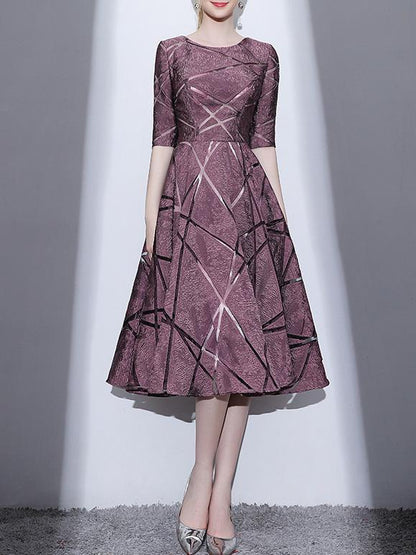 Elegant Waisted Midi Evening Dress