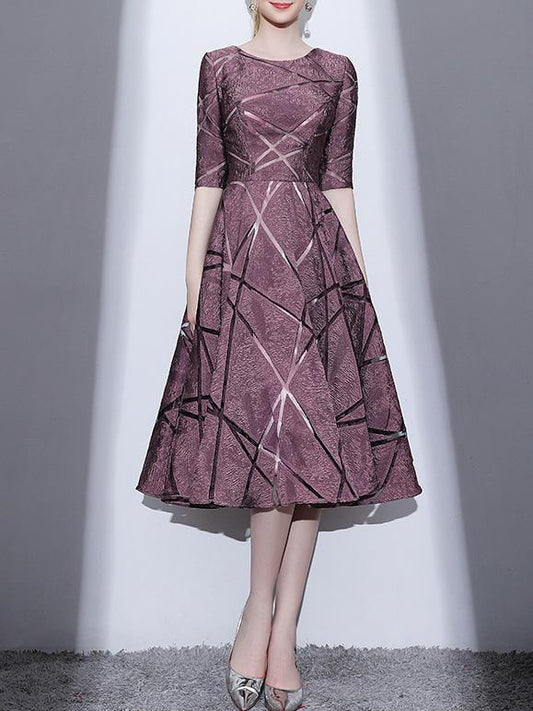 Elegant Waisted Midi Evening Dress