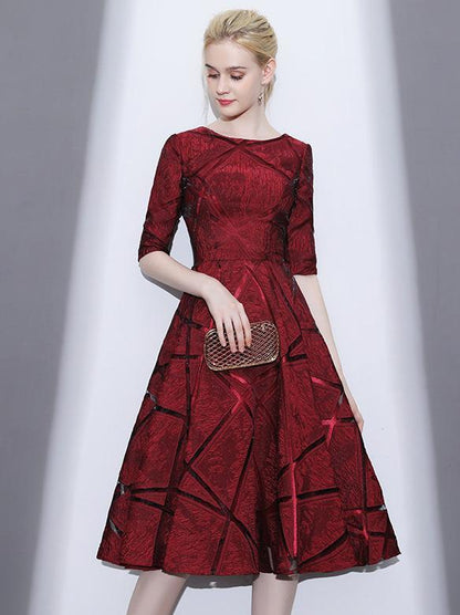 Elegant Waisted Midi Evening Dress