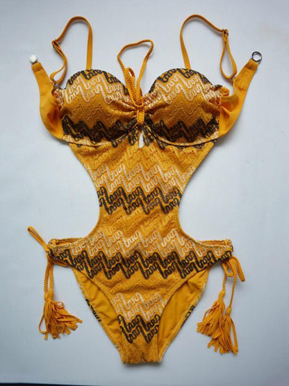 Stripe Knot Side One-piece Swimwear