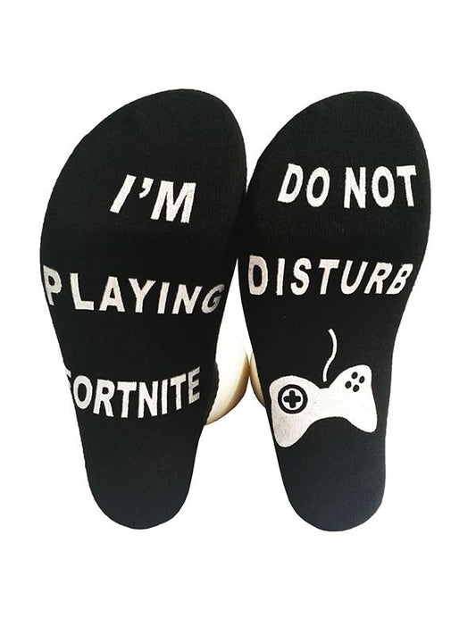 Letter Printed Solid Color Socks