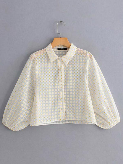 Lapel Collar Printed Blouses&Shirts