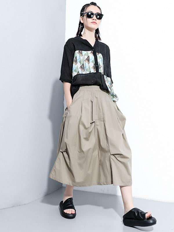 Original Printed V-Neck Blouses&Shirts Tops