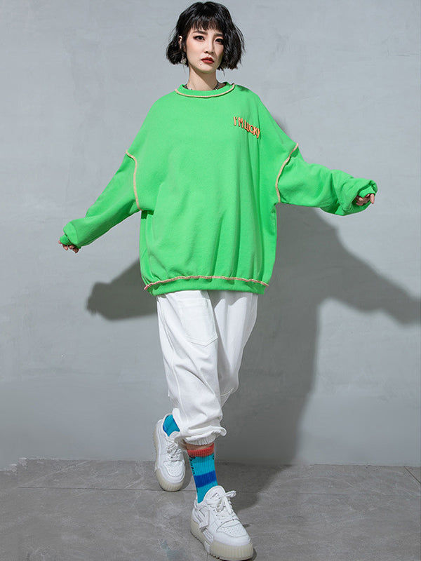 Casual Contrast Color Printed Long Sleeves Sweatshirt Top