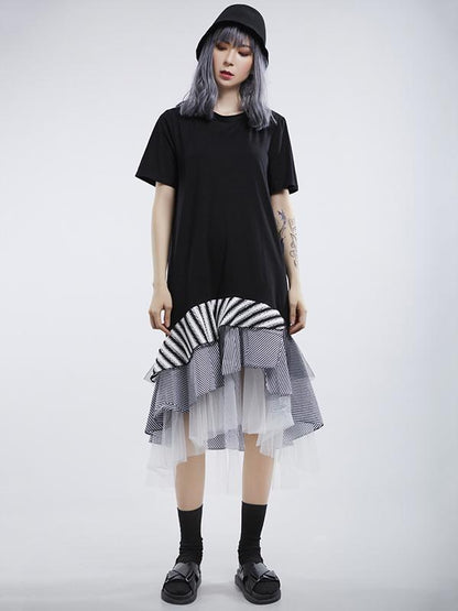 Mesh Split-joint Falbala Dress