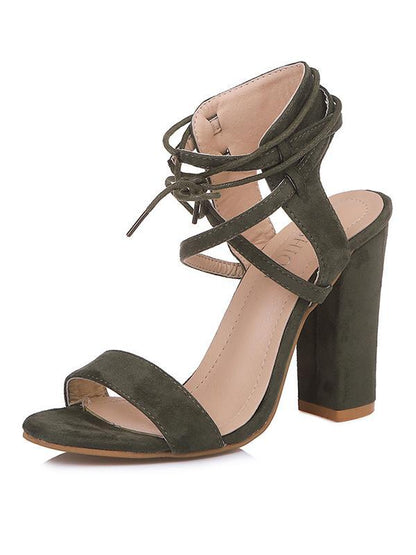 Bandage Chunky Heels Shoes