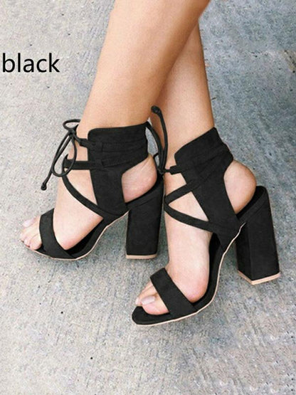 Bandage Chunky Heels Shoes