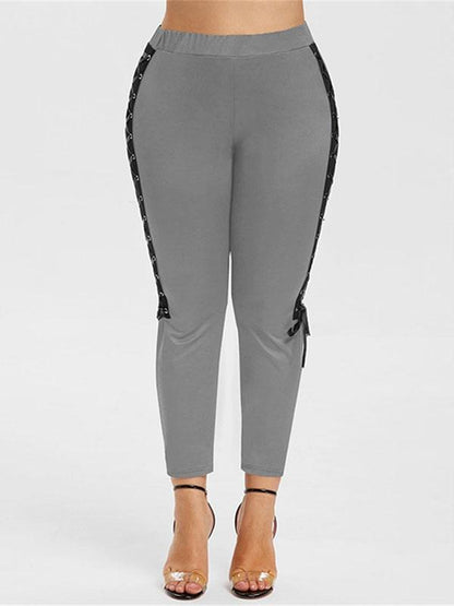 Vintage Bandage Solid Leggings Pants