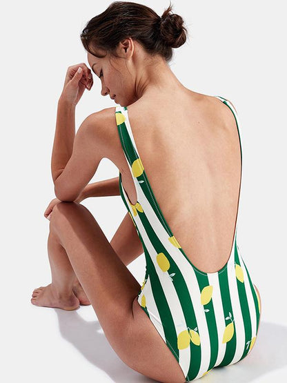 Lemon Stripe One Piece Swimsuit