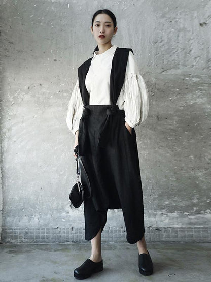 Solid Linen Loose Harem Pants