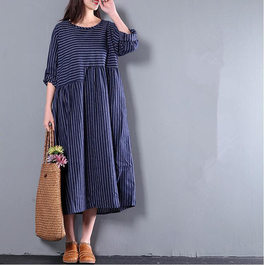 Casual Loose Cotton Long Sleeve Dress