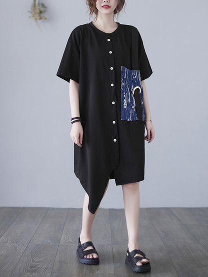 Casual Irregular Split-Joint Shirt Dress