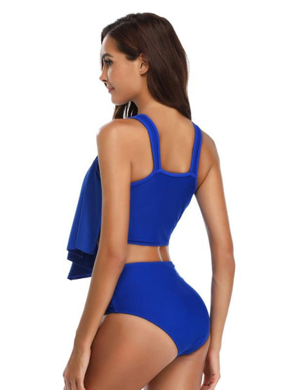 Sexy Solid Ruffle Bikinis Swimwear