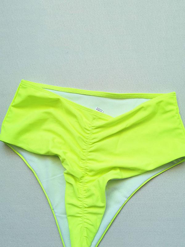 Triangles Empire Solid Color Split Bikini Swimsuit