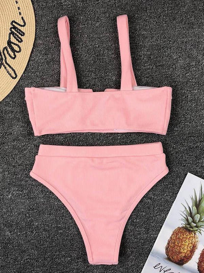 Bandeau With High Waist Bikini Set
