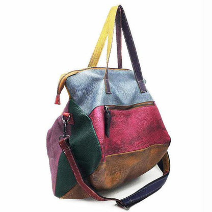 Genuine Leather Cowhide Retro Handmade Stitching Bag