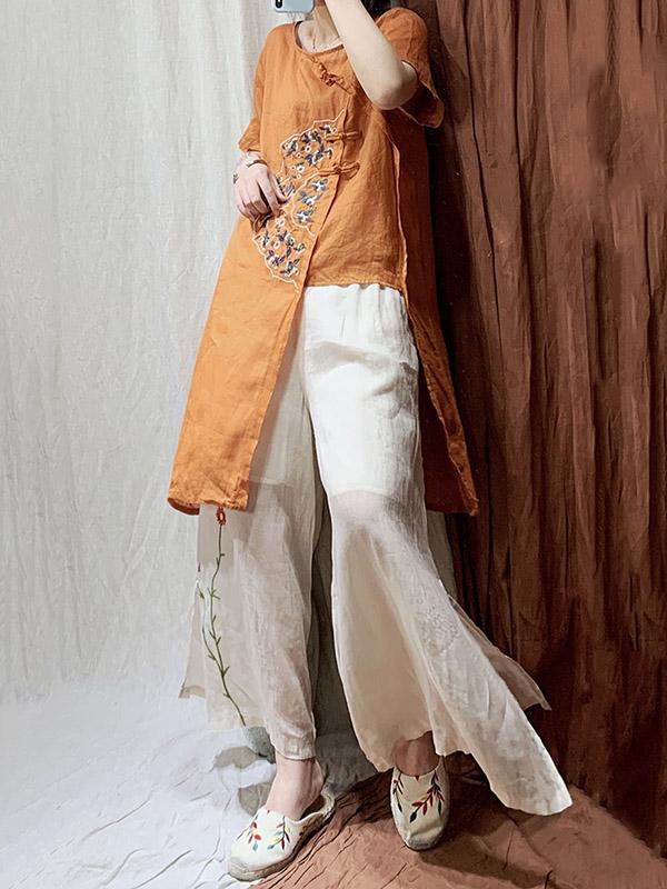 Original Embroidered Buckle Irregularity Tops