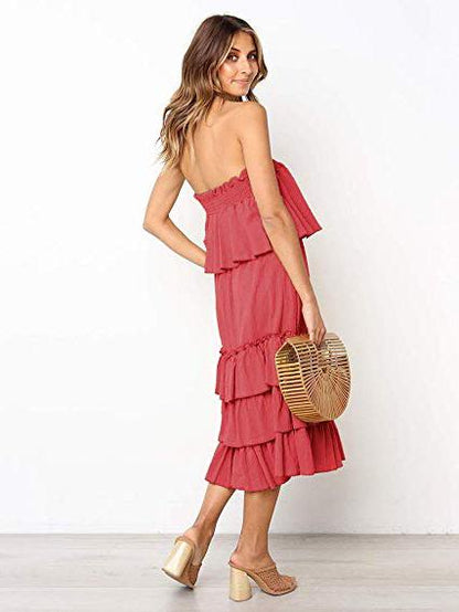 Solid Strapless Tiered Two-piece Dress