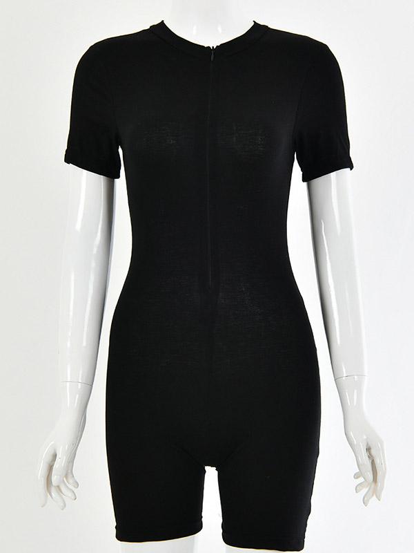 Sexy Wrap Solid Zipper Rompers