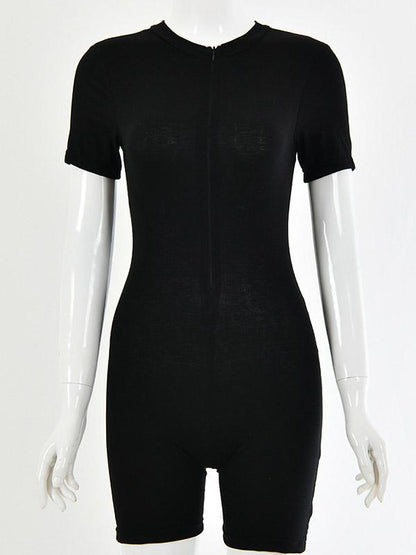 Sexy Wrap Solid Zipper Rompers