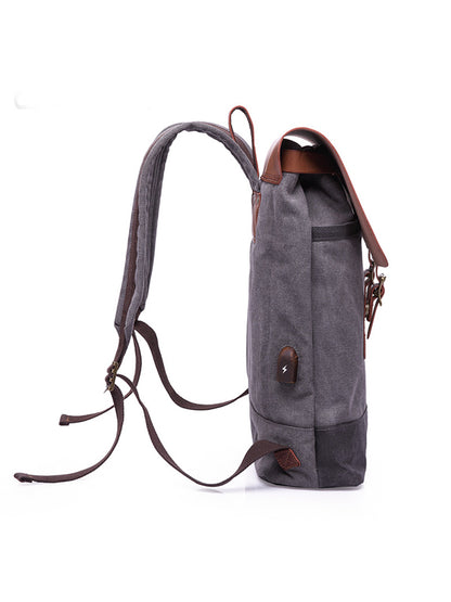 multi-purpose canvas computer bag travel backpack usb interface Retro backpack