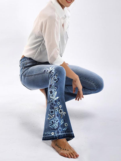Fashion Embroidered Jean Pants Bottoms