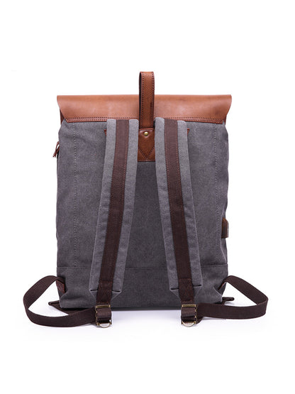 multi-purpose canvas computer bag travel backpack usb interface Retro backpack