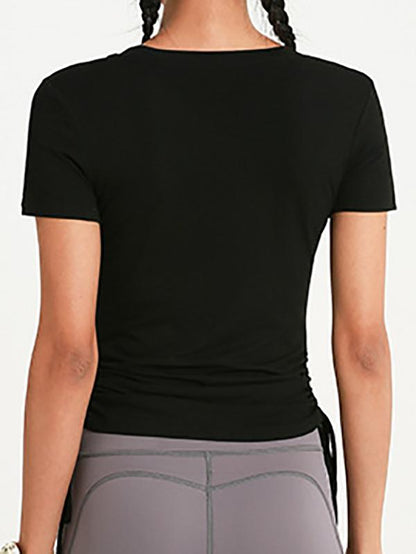 Solid Quick Dry Elastic Drawstring Yoga Tees