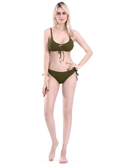 Strap Solid Bikinis Swimwear