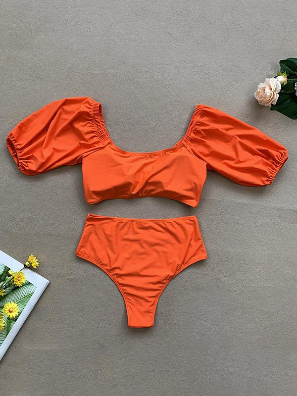 Sweetheart Short Sleeves Bikini Swimsuit