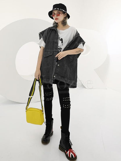 Casual Printed Jean Vest