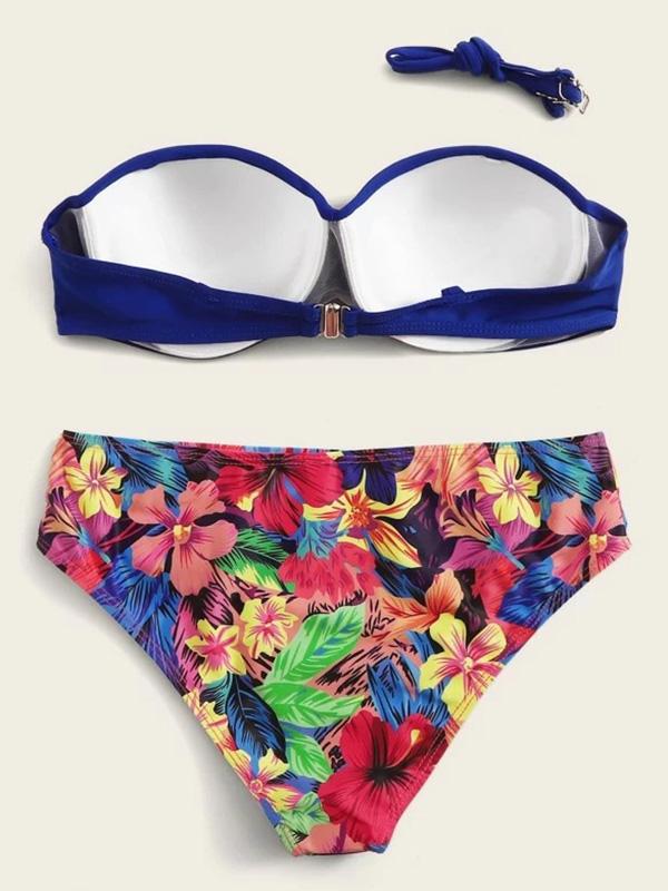 Strapless Printed Split Bikini Swimsuit