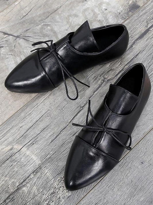 Simple Solid Color Bandage Flat Shoes