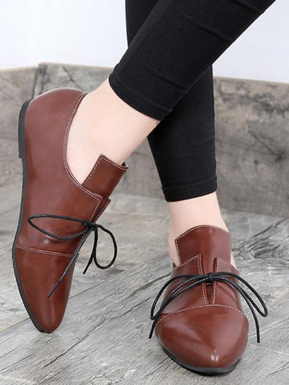 Simple Solid Color Bandage Flat Shoes