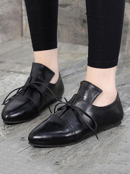 Simple Solid Color Bandage Flat Shoes