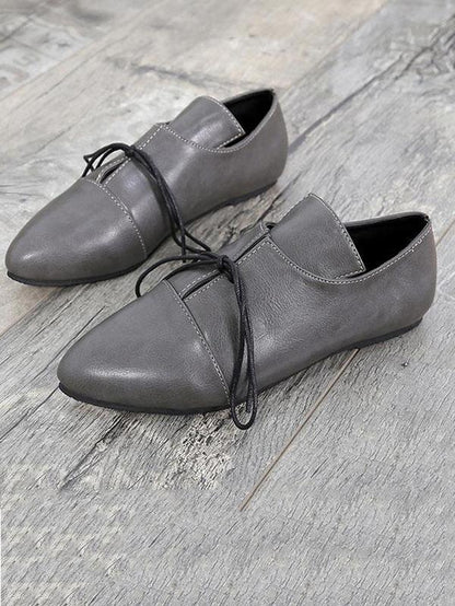Simple Solid Color Bandage Flat Shoes