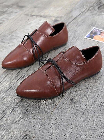 Simple Solid Color Bandage Flat Shoes