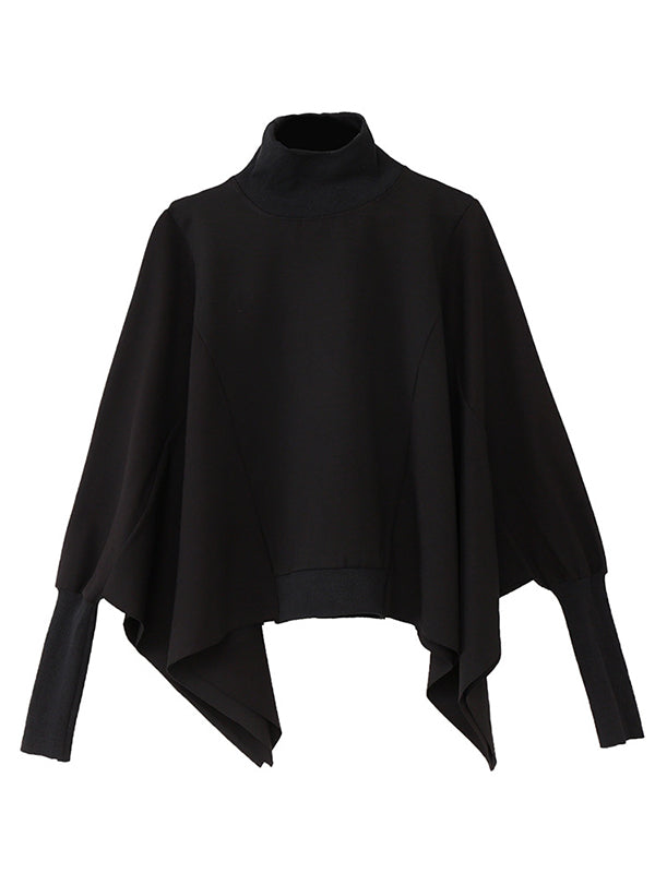 Black Batwing Sleeves Cropped Sweatshirt