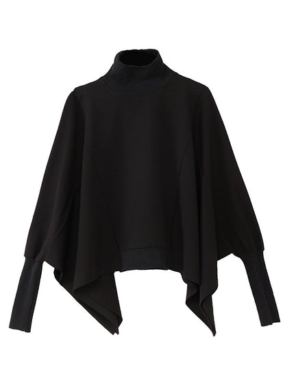 Black Batwing Sleeves Cropped Sweatshirt