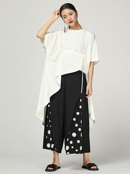 Retro Irregular Cotton Long T-shirt