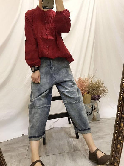 Casual Linen Embroidered Blouses