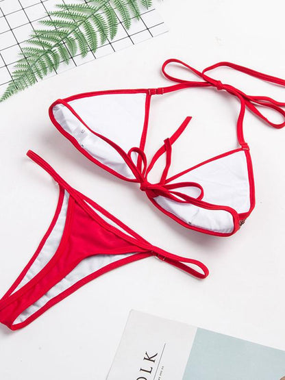 Sequined Lace Up Bikini Swimsuit